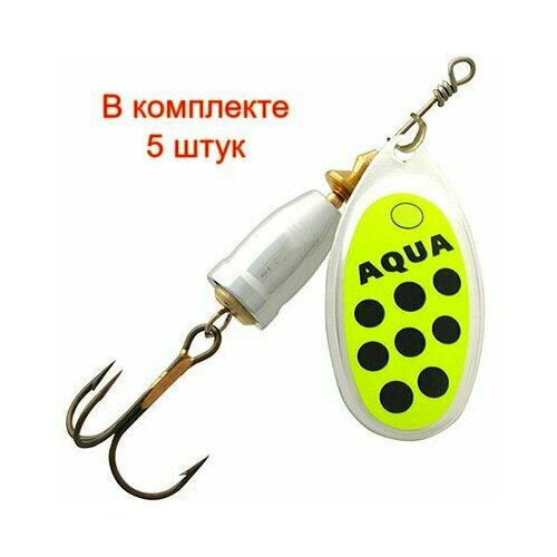 фото Блесна для рыбалки aqua comet+bell 08,0g, лепесток № 4, цвет dz-07 (серебро, черный, желтый), 5 штук в комплекте