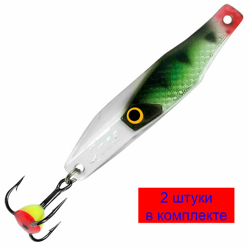 фото Блесна для рыбалки зимняя aqua срез 10,0g, цвет 02 (окунёвый, серебро) 2 штуки в комплекте.
