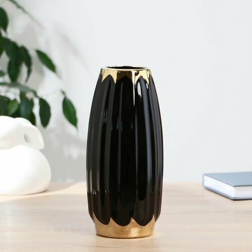 MARU Ваза керамика настольная Лаладж 23х9 см d-65 см чёрный 2730₽