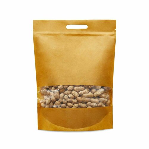 Крафт пакет дой пак с замком зип лок 30х45 см с окном 8 см горчичный 237 шт