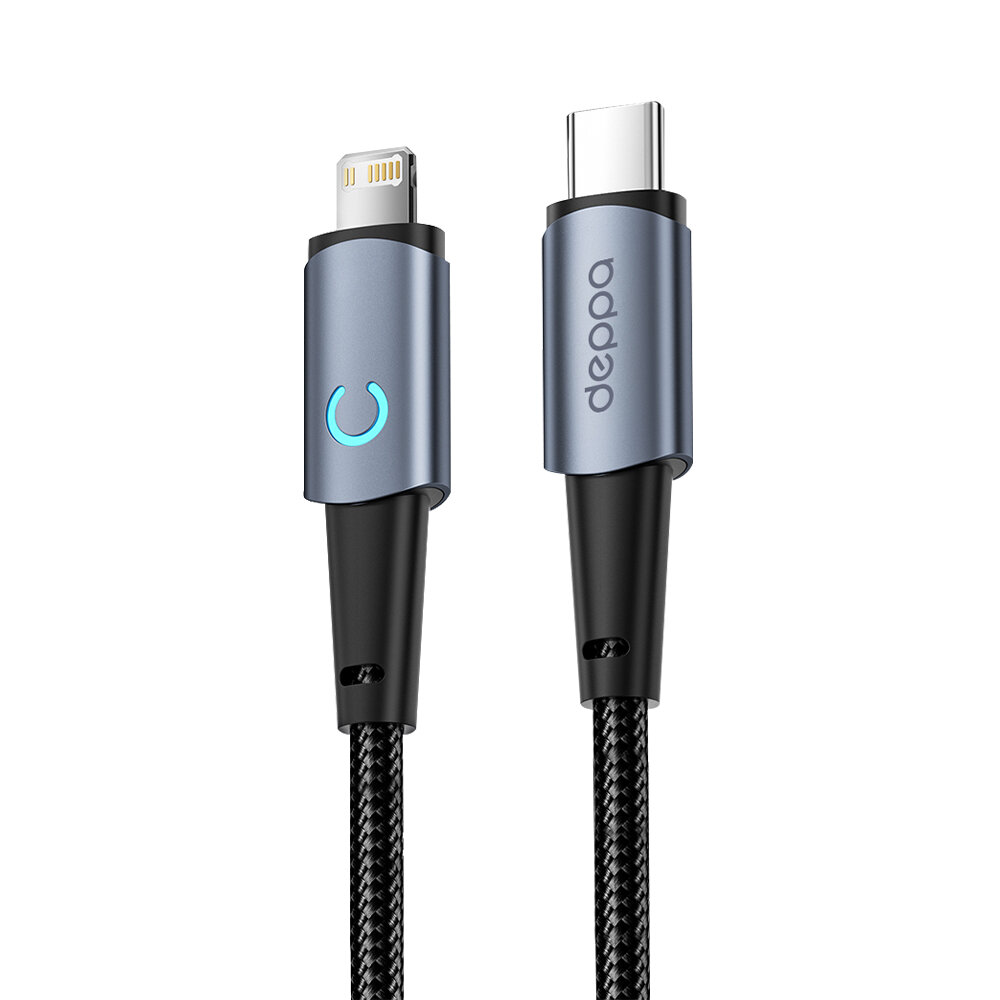 Кабель для телефона Moon Type-C – Lightning, 1.2 м, серый, Deppa 72522-OZ/ Без заводской упаковки