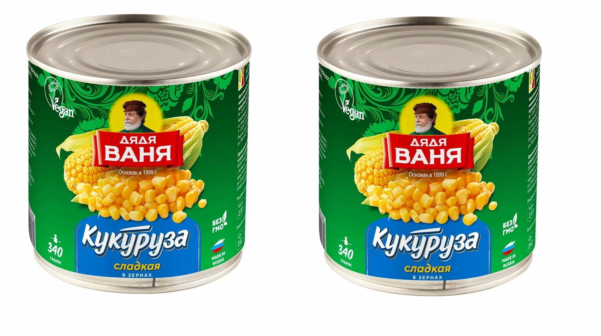 Кукуруза сахарная "Дядя Ваня" 340 г 2 шт