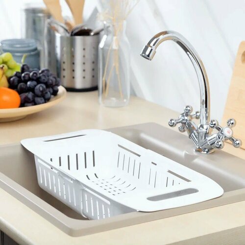 Дуршлаг складной пластиковый на раковину 42 литра Verde белый 553₽