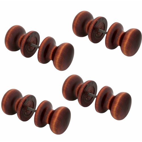 Ручка-кнопка, дерево (Подольск) БТ2 тёмная, матовый лак (комплект 4 штуки)