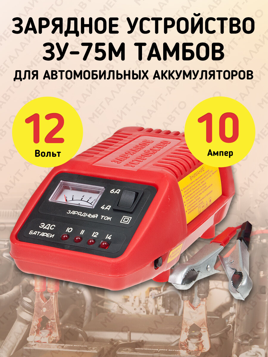 Зарядное устройство ЗУ-75М для АКБ 12V (0-10A) автомат 220V тамбов