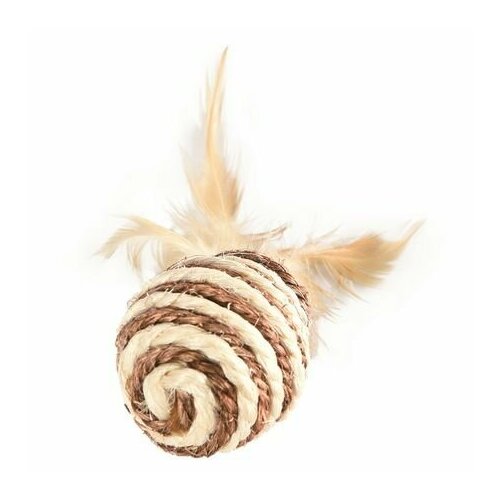 PetStar игрушка для кошек 5см мячик сизалевый пером, 30шт