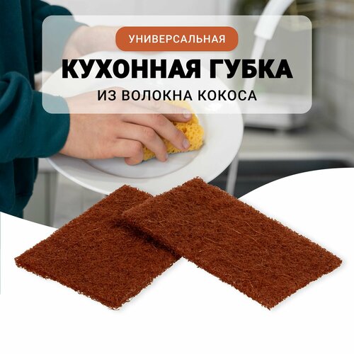 Губка для мытья посуды из кокоса ZEERO / губки для уборки /2 шт