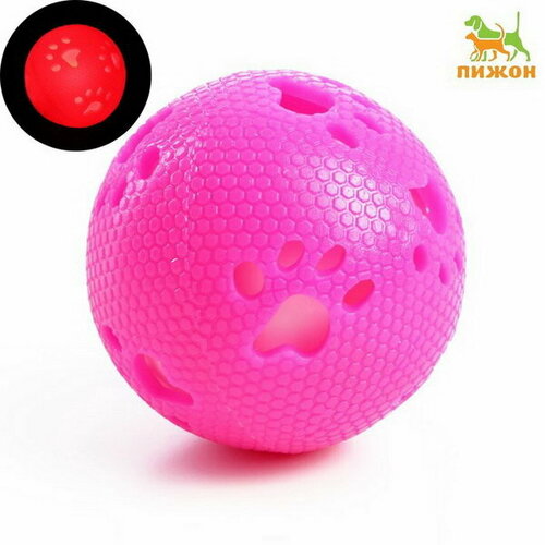 Мячик с лапками светящийся, 7 см, розовый/белый