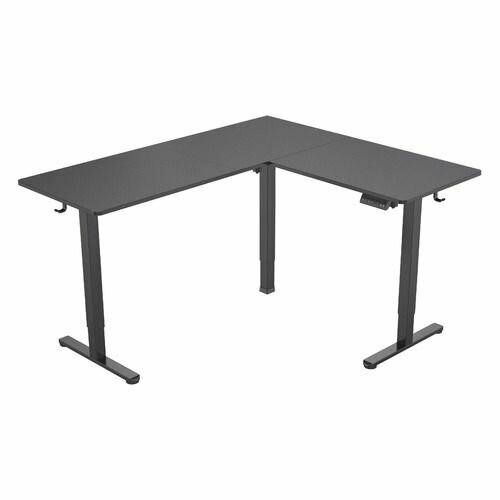 Стол компьютерный регулируемый Cactus угловой подъёмный, МДФ черный