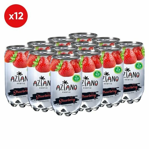 Газированный напиток Aziano со вкусом клубники (Китай), 350 мл (12 шт)