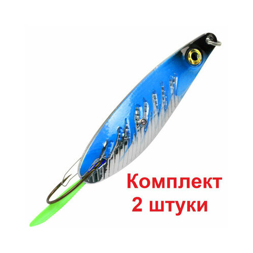 фото Блесна для рыбалки колебалка aqua нерка fire (незацепляйка) 60,0mm, вес - 26,0g цвет 06 (серебро, красный и синий металлик), 2 штуки в комплекте