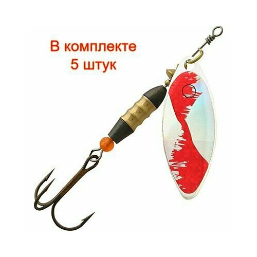 фото Блесна для рыбалки aqua long 04,0g, лепесток № 1, цвет lo-11 (серебро, красный), 6 штук в комплекте