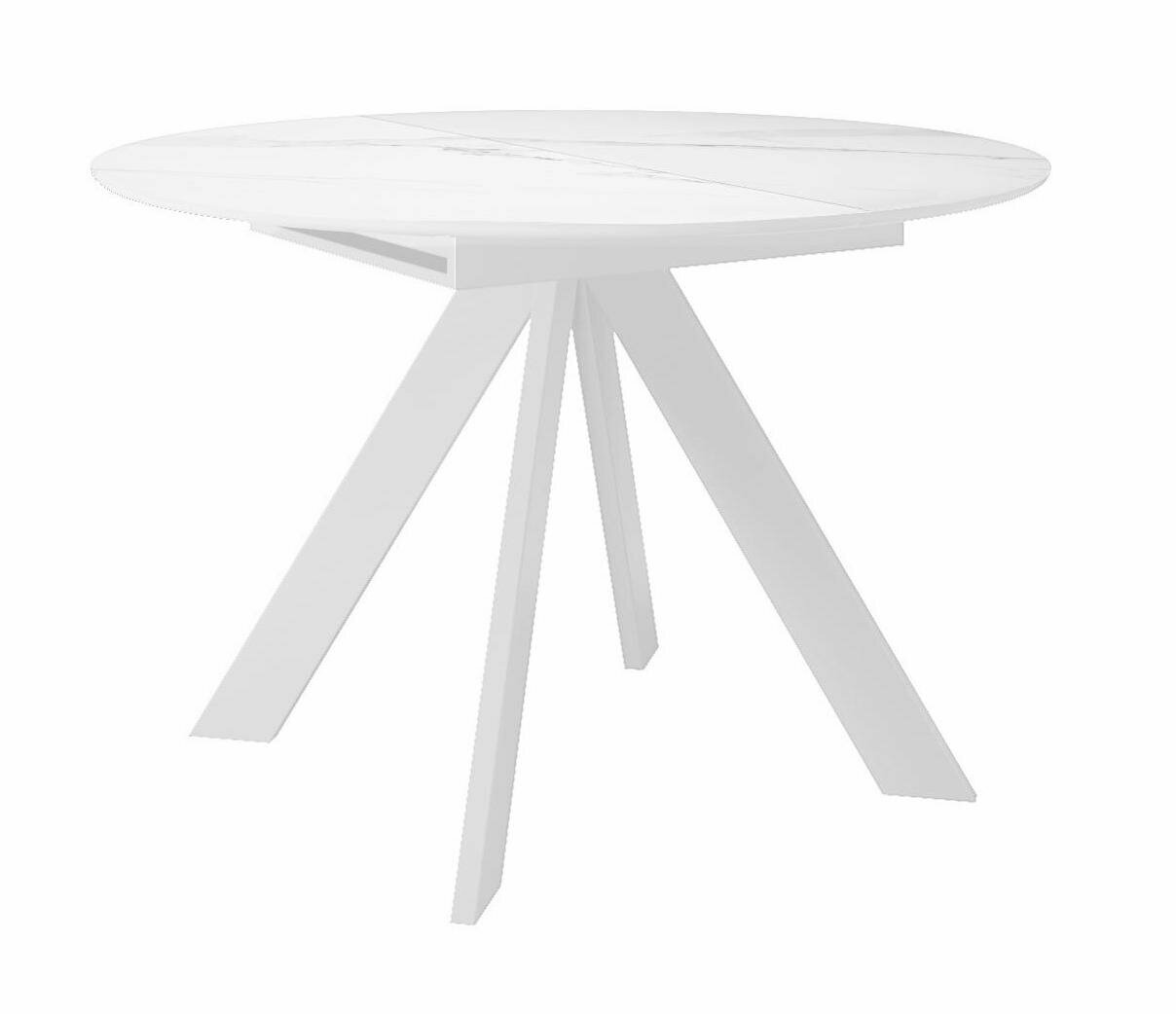 Стол DikLine SKC100 d1000 Керамика Белый мрамор/подстолье белое/опоры белые