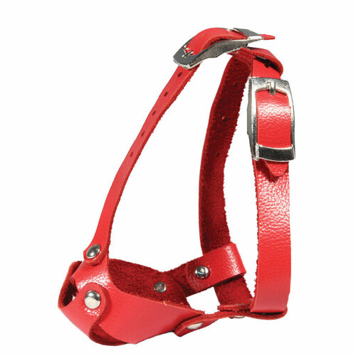 Намордник для собак "Йорк мини", 1 шт, красный, 1.5 кг, 100 х 80 х 70 мм, кожаный, регулируемый, прогулочный, для собаки, для дрессировки и прогулки