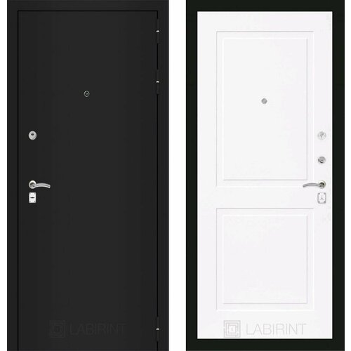 Входная дверь Labirint Classic Шагрень черная 11 Белый софт 880x2050, открывание левое входная дверь labirint classic шагрень черная 13 графит софт 880x2050 открывание левое