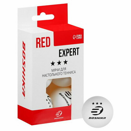 фото Набор мячей для настольного тенниса expert 3*, d=40+ мм, 6 шт, цвет белый boshika