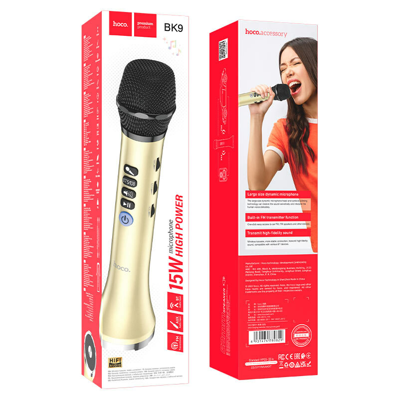 Микрофон HOCO BK9 Singing золото — фото 3