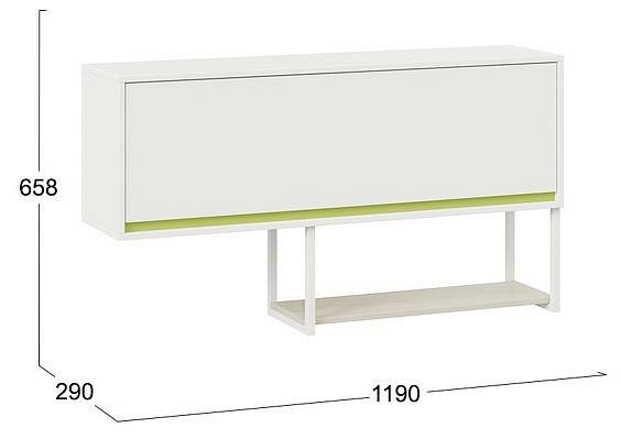 Шкаф Трия Сканди СМ-386.15.011 навесной с накладкой Дуб Гарден/Белая/Зеленый Hoff - фото №2