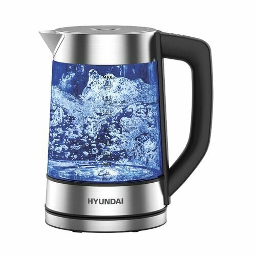 Чайник электрический Hyundai HYK-G7406 2200Вт черный и серебристый 3217₽
