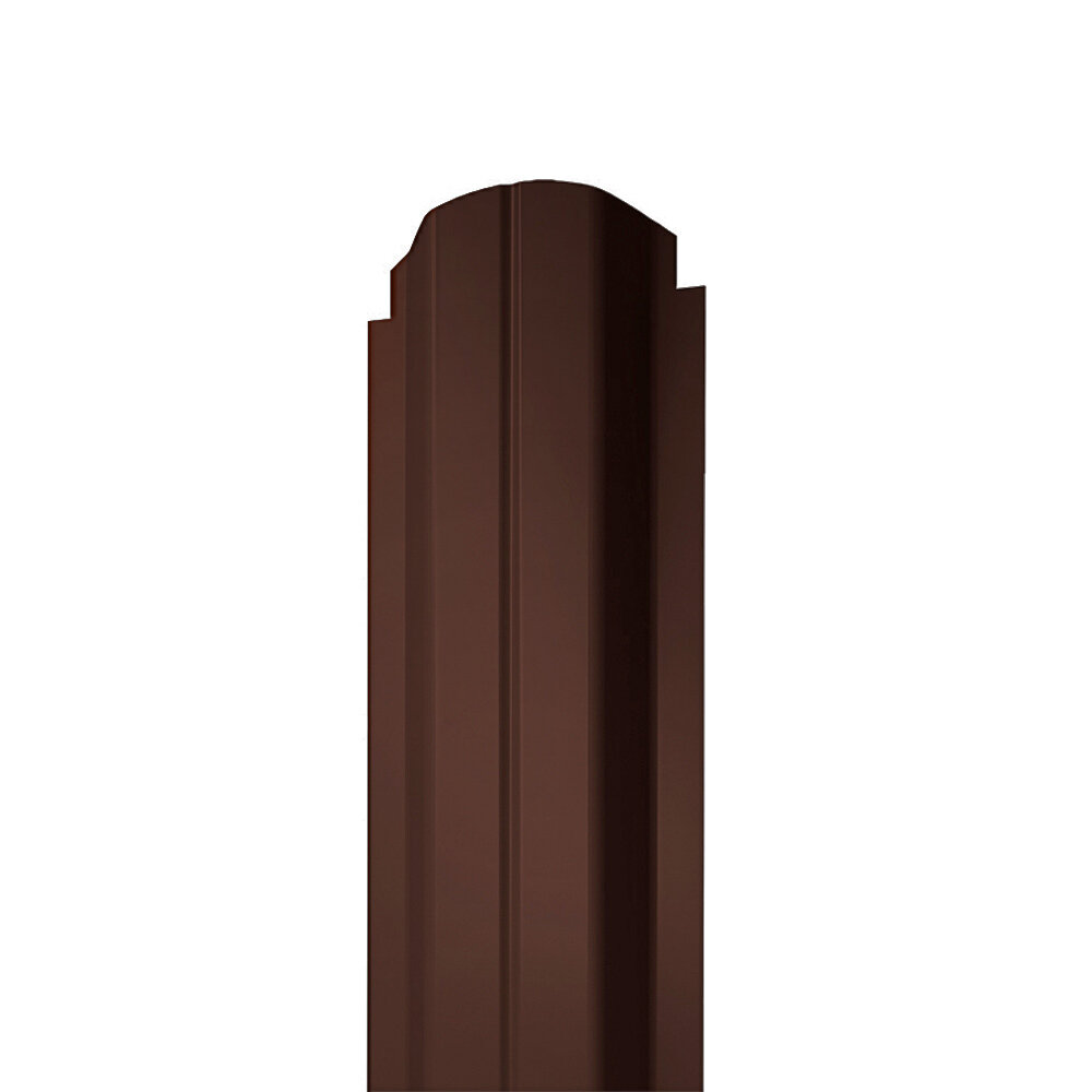 Евроштакетник двухсторонний П-образный 04 мм 100х2000 мм коричневый RAL 8017 фигурный срез