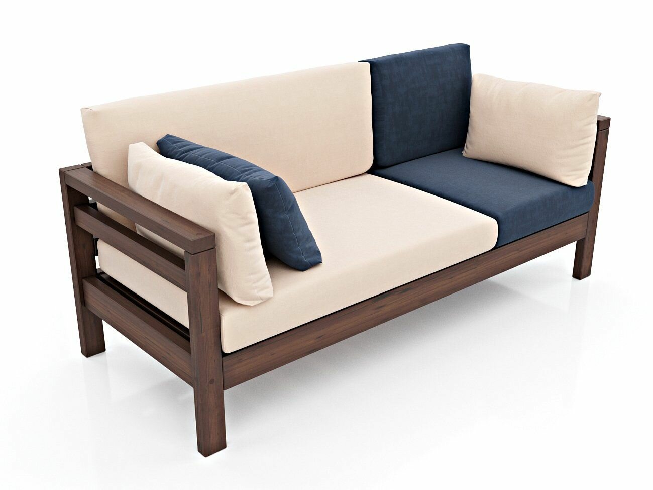 фото Диван прямой Arsko Домино Б Орех/Велюр молочный/синий