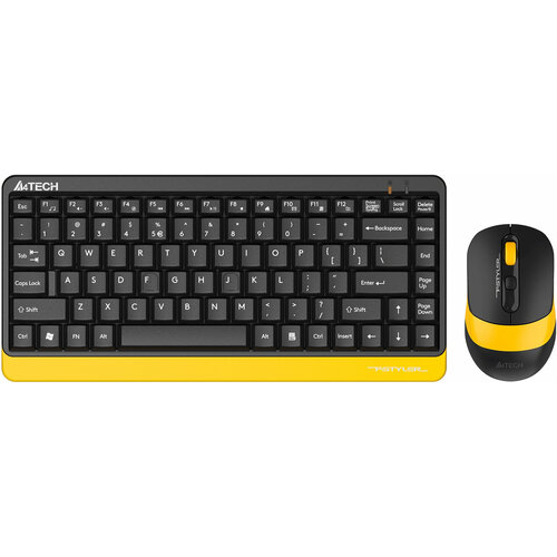 Комплект беспроводной (клавиатура + мышь) A4-Tech Fstyler FG1110 BUMBLEBEE черный желтый