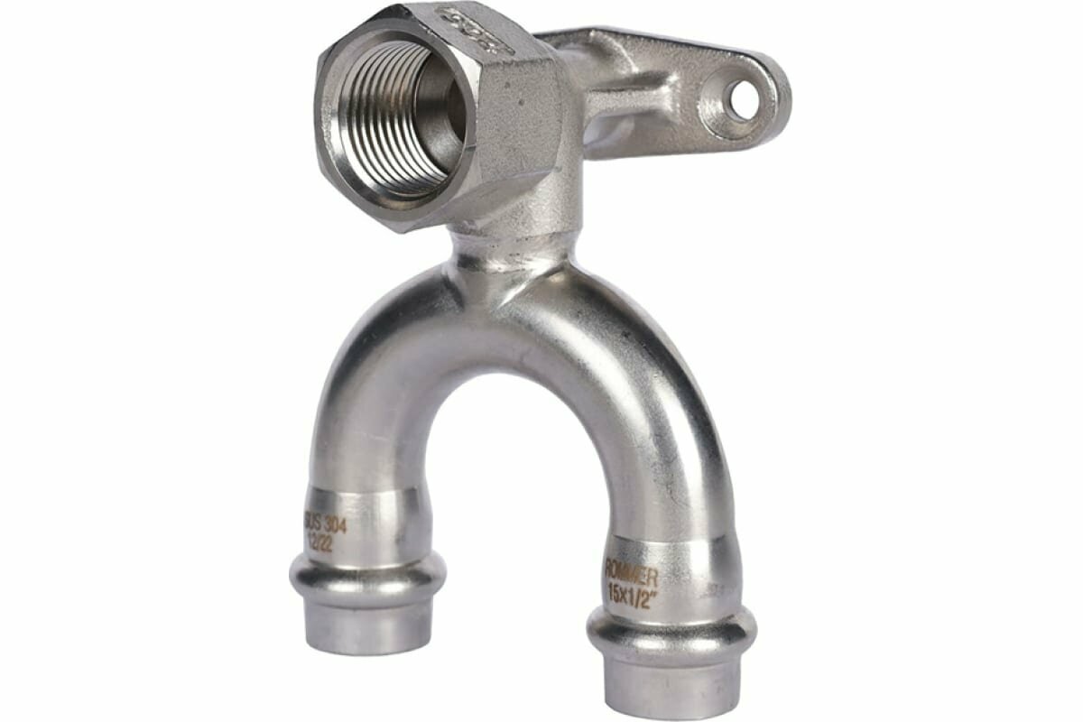 Водорозетка проходная Rommer 1/2"x15 мм ВПр-ВР нержавеющая сталь - фото №1