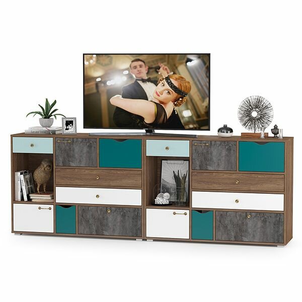 фото Комод Mobi Вайс 10.104 + Комод 10.104 Морское Дерево Винтаж/Камень Тёмный/Бензин/Мята/Белый Премиум