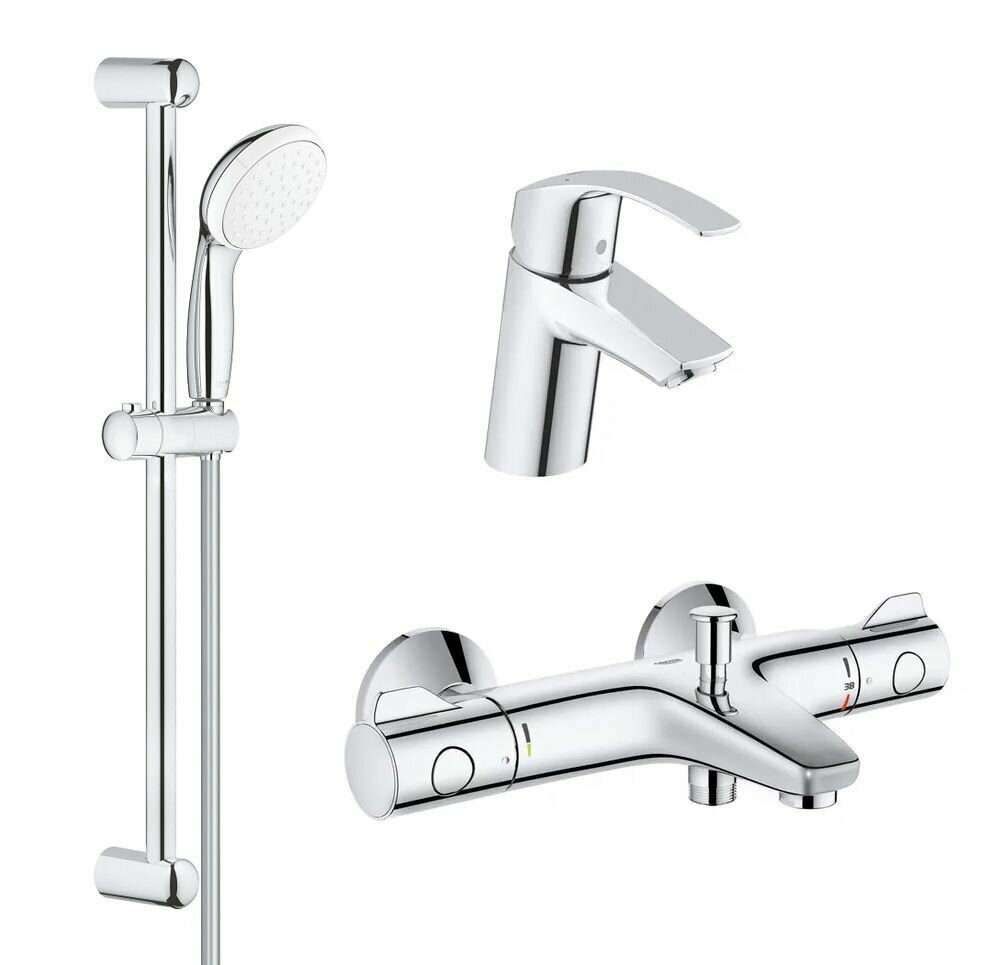 фото Комплект смесителей для ванны с термостатом Grohe Eurosmart Grohtherm 800 без полочки