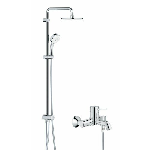 Душевая стойка с верхним душем и смесителем для ванны Grohe Bau Classic 90, хром