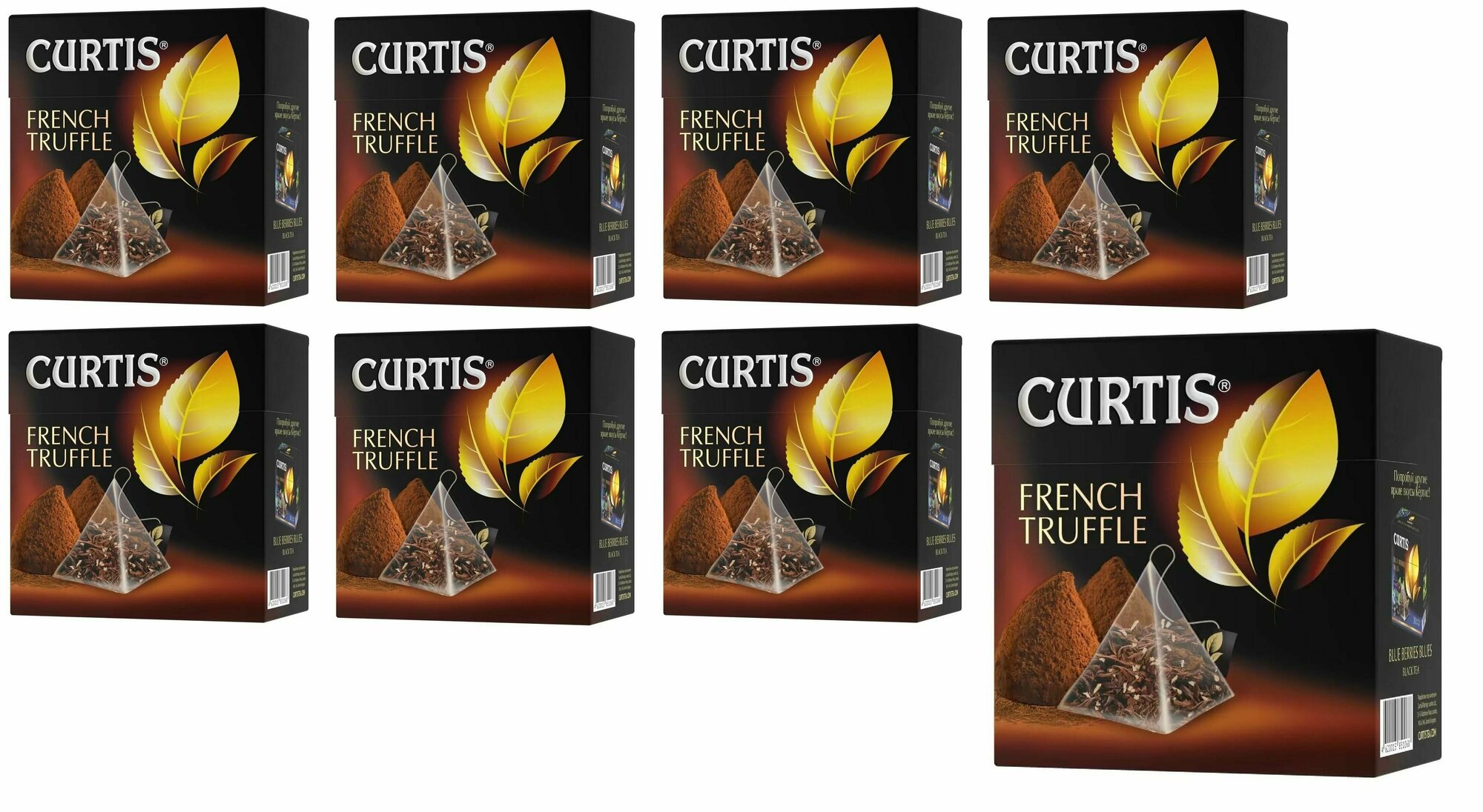 Чай в пирамидках, "Curtis French Truffle, чёрный, с ароматом трюфеля, (20 пакетиков по 1.8г в коробке) 8 упаковок