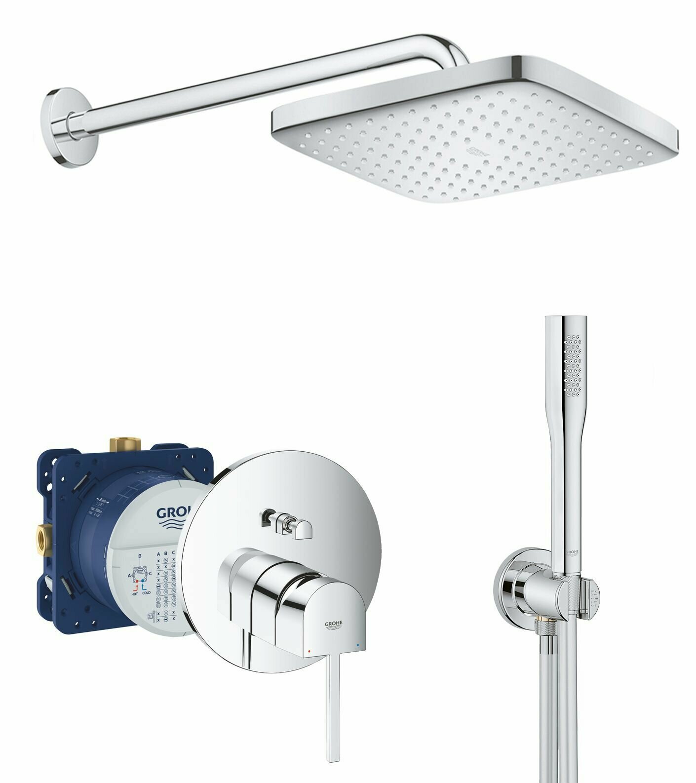 Душевая система с тропическим душем Grohe Plus Professional 250 Stick, Германия