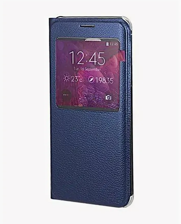 Чехол-книжка MyPads Magic Window для Samsung Galaxy S7 G930 / G9300 5.2 с окошком для входящих вызовов из эко-кожи синий