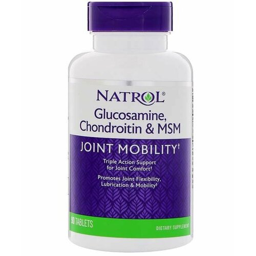 Glucosamine Chondroitin MSM Natrol 90 таб. (Без вкуса) бад для опорно двигательного аппарата natrol glucosamine chondroitin msm 90 шт