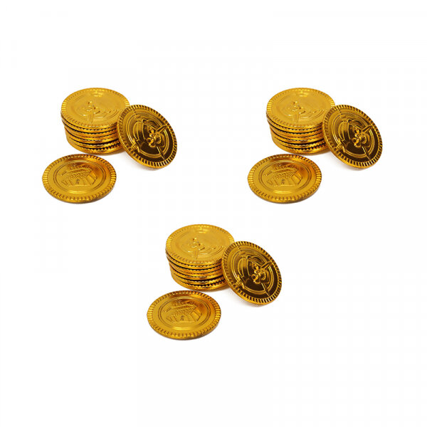Монеты золотые пиратские "Сокровища пирата" пиастры клад (Набор 36 шт.)