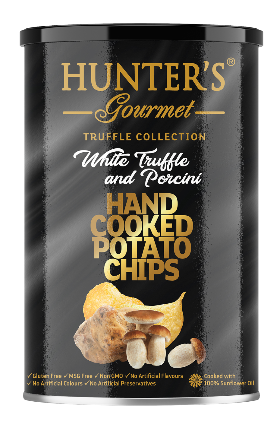 Чипсы картофельные Hunter`s Gourmet (Белый Трюфель и Белый Гриб)150г, банка, 1шт
