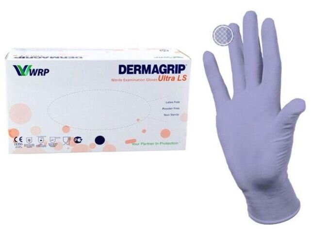 Перчатки нитриловые медицинские диагностические Dermagrip, 100 пар, Цвет Сиреневый, Размер M
