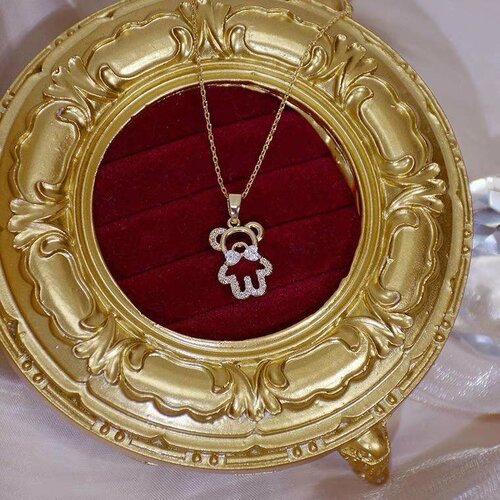 Колье MJ - Marjatta Jewelry Колье Мишка, циркон, длина 45 см, горчичный, желтый