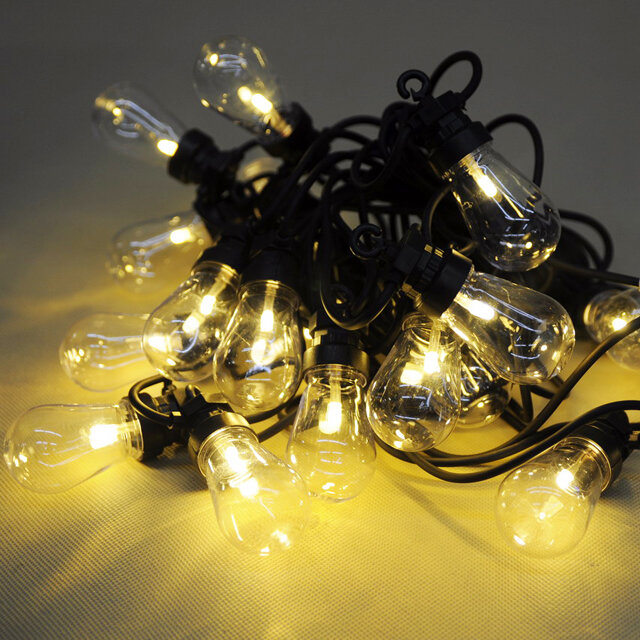 Koopman Гирлянда из лампочек Casmero 9.5 м, 20 ламп, теплые белые LED, черный ПВХ, IP44 C46615210