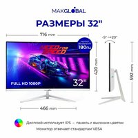 "MakGlobal 32" - безрамочный игровой монитор Full HD с частотой 180Гц