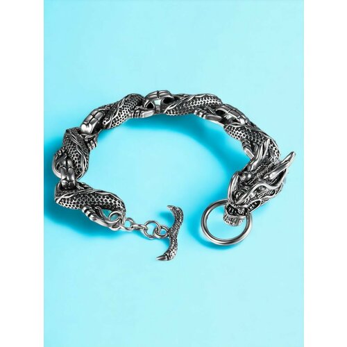 фото Браслет, размер 23 см, серебряный цветной кит