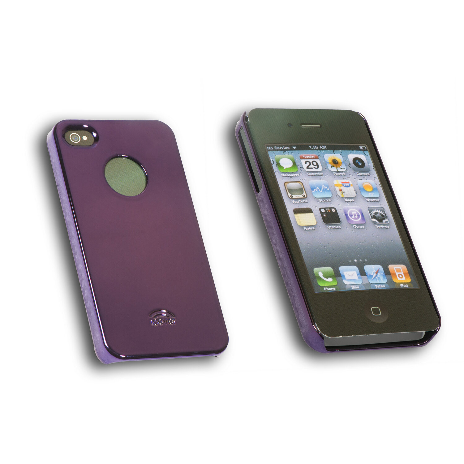 IP4-MT-PP Чехол-панель iCover Mirror Case для Apple iPhone 4/4S, лиловый (пластик) + защитная пленка
