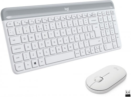 Клавиатура и мышь беспроводные Logitech Slim Combo MK470 белый/серый (920-009207)
