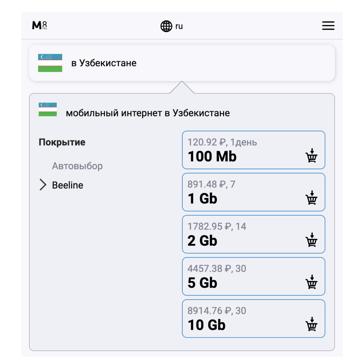 Туристическая электронная SIM-карта - eSIM для Узбекистана от М8 (виртуальная) — фото 2