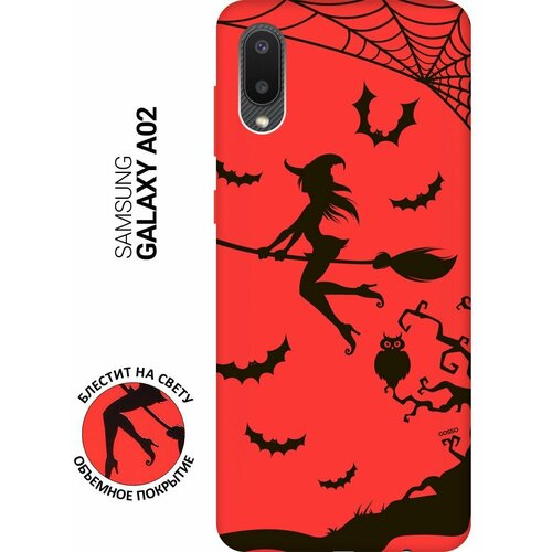 Силиконовая чехол-накладка Silky Touch для Samsung Galaxy A02 с принтом Witch on a Broomstick красная силиконовая чехол накладка silky touch для huawei y5 2019 honor 8s с принтом witch on a broomstick красная
