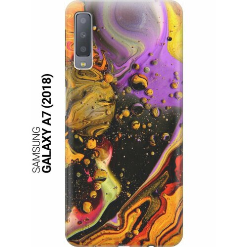 ультратонкий силиконовый чехол накладка для samsung galaxy j6 2018 с принтом разноцветные капли Ультратонкий силиконовый чехол-накладка для Samsung Galaxy A7 (2018) с принтом Разноцветные капли