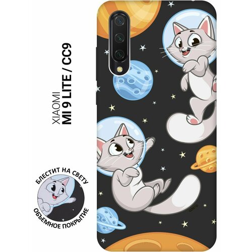 Матовый Soft Touch силиконовый чехол на Xiaomi Mi 9 Lite, CC9, Сяоми Ми 9 Лайт, Ми СС9 с 3D принтом CosmoCats черный матовый soft touch силиконовый чехол на xiaomi mi 9 сяоми ми 9 с 3d принтом cosmocats черный