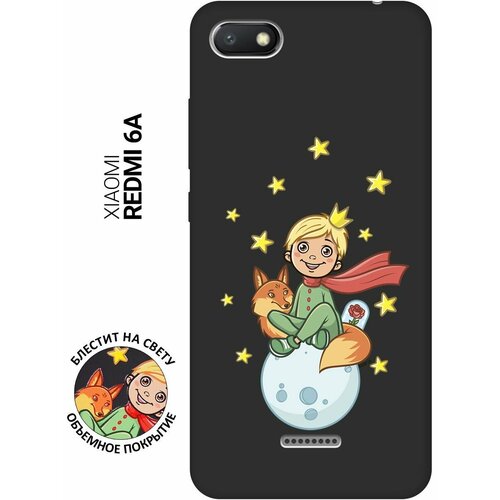 Матовый Soft Touch силиконовый чехол на Xiaomi Redmi 6A, Сяоми Редми 6А с 3D принтом Little Prince черный матовый soft touch силиконовый чехол на xiaomi redmi 6a сяоми редми 6а с 3d принтом k heart черный