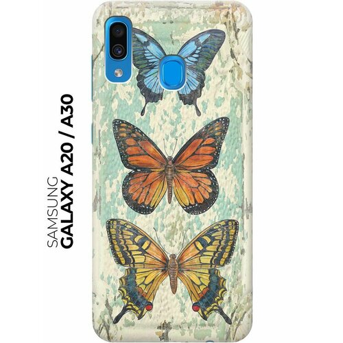 Чехол - накладка ArtColor для Samsung Galaxy A20 / A30 с принтом Три бабочки чехол накладка artcolor для samsung galaxy s21 с принтом три бабочки