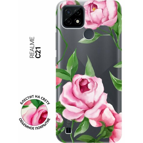 Силиконовый чехол на realme C21, Рилми С21 с 3D принтом Amazing Peonies прозрачный силиконовый чехол на realme 9 рилми 9 с 3d принтом amazing peonies прозрачный